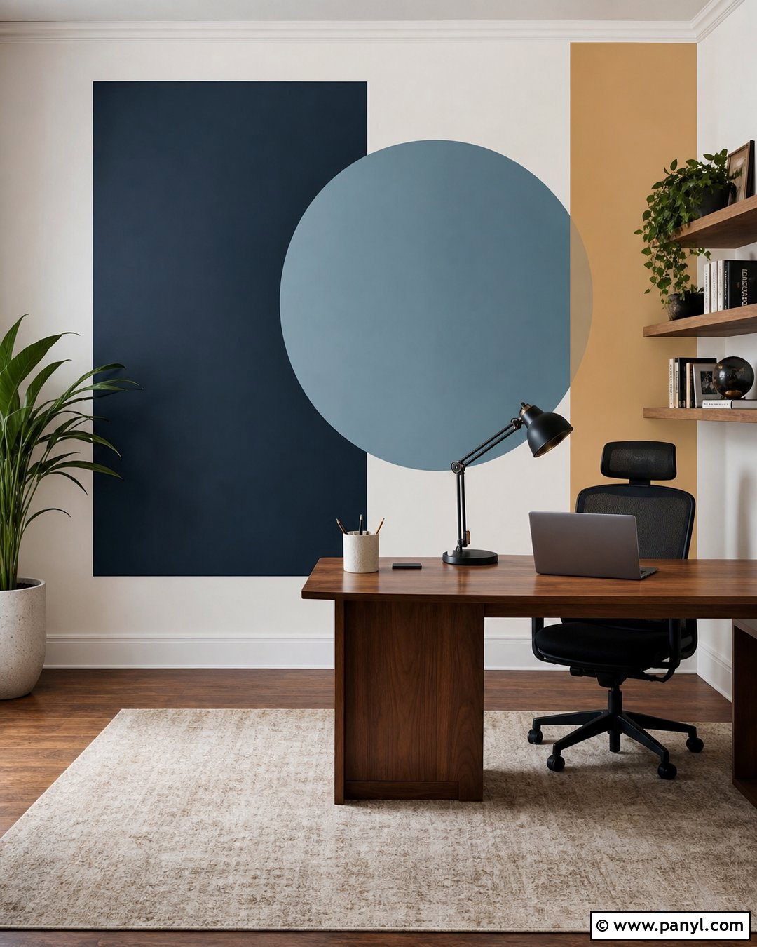 Geometric Home Office Wall Paint - 35 Geometry Wall Paint Ideas