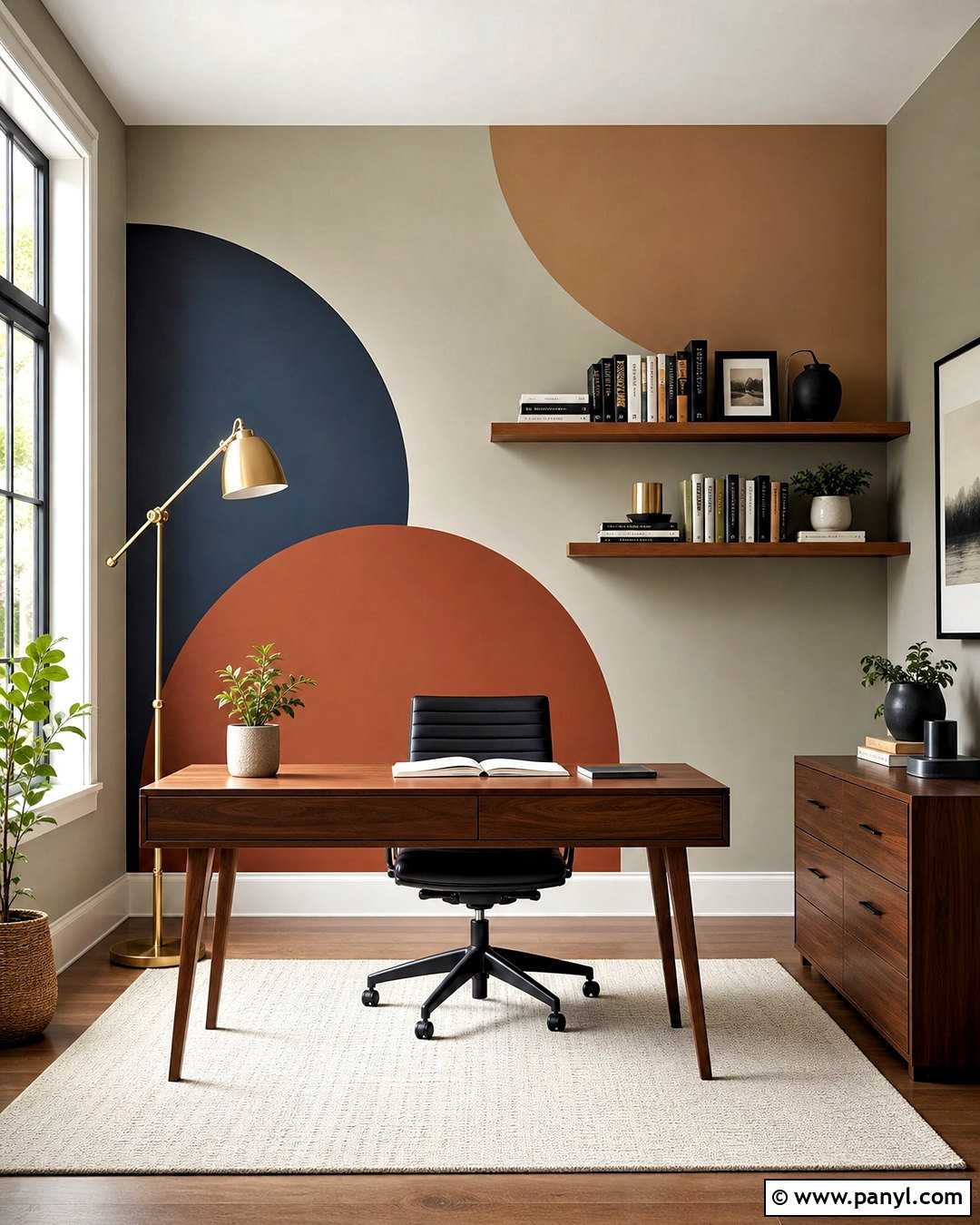 Geometric Home Office Wall - 20 home wall painting ideas