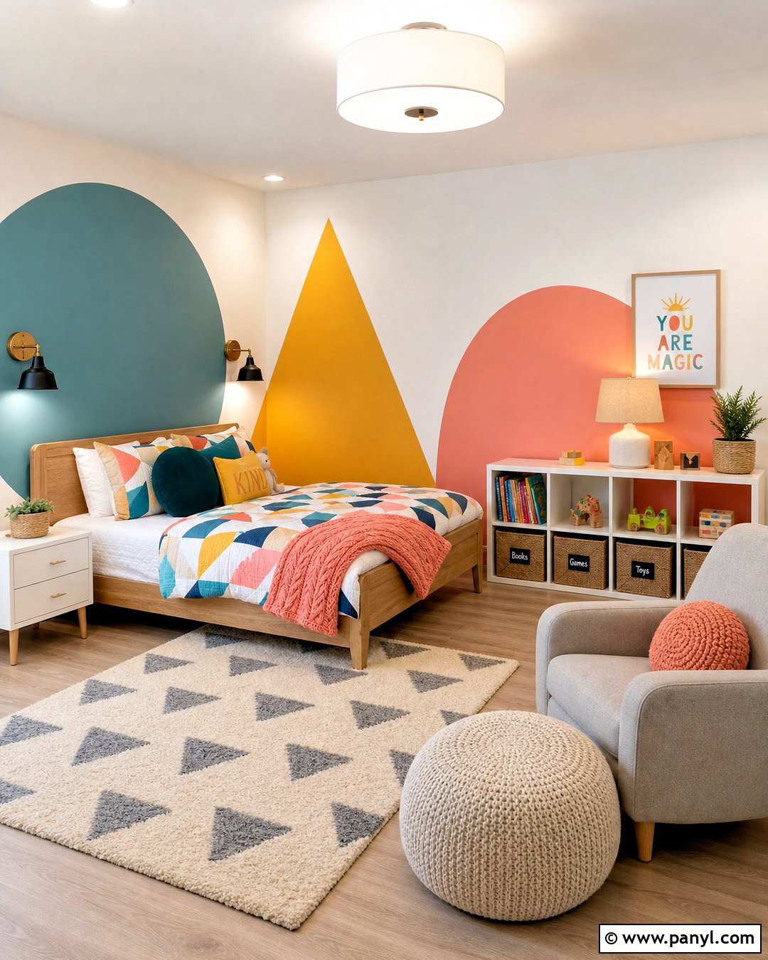 Geometric Kids Room Walls - 20 room ideas paint walls
