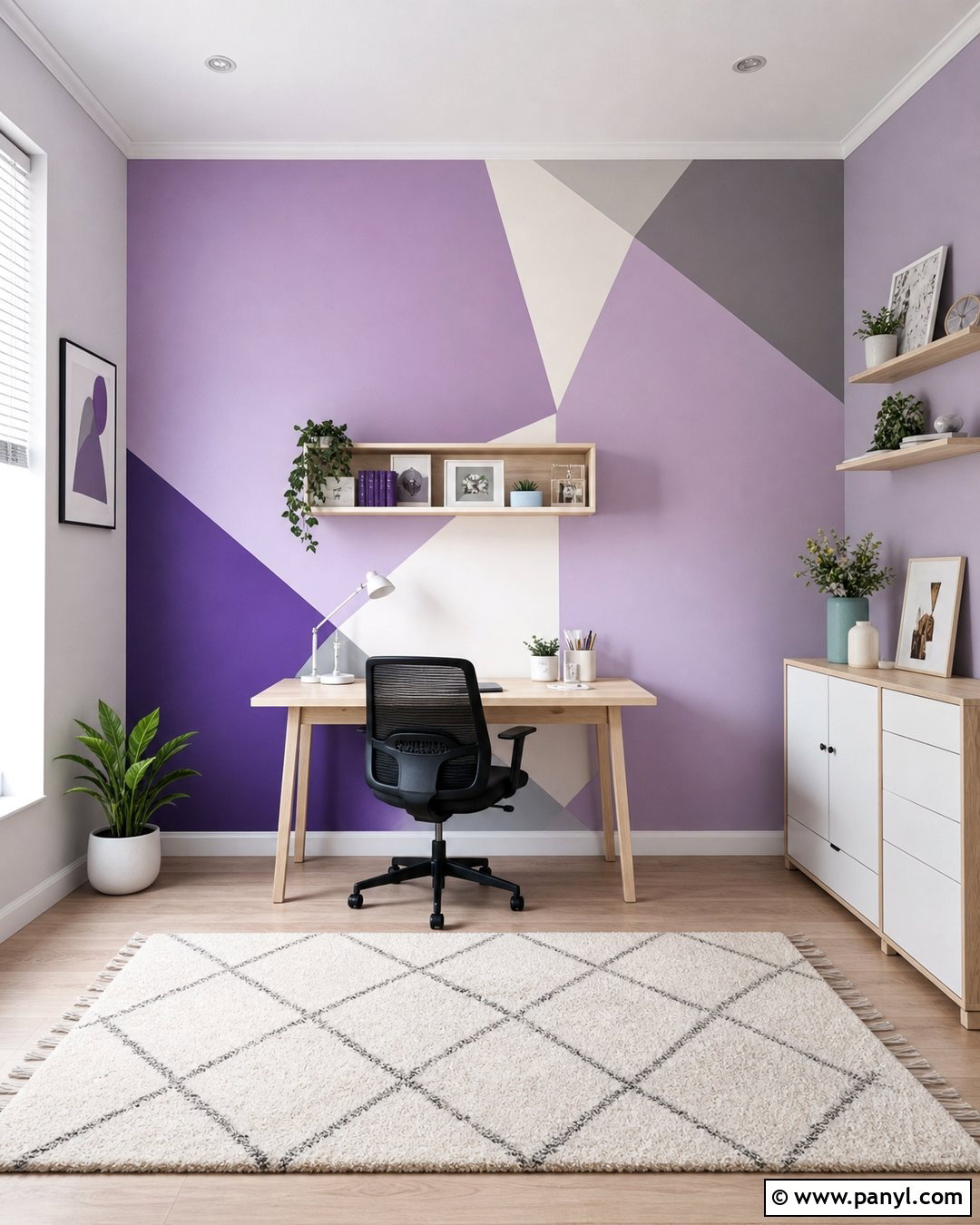 Geometric Lavender Accent Wall - 30 Lavender Accent Wall Ideas