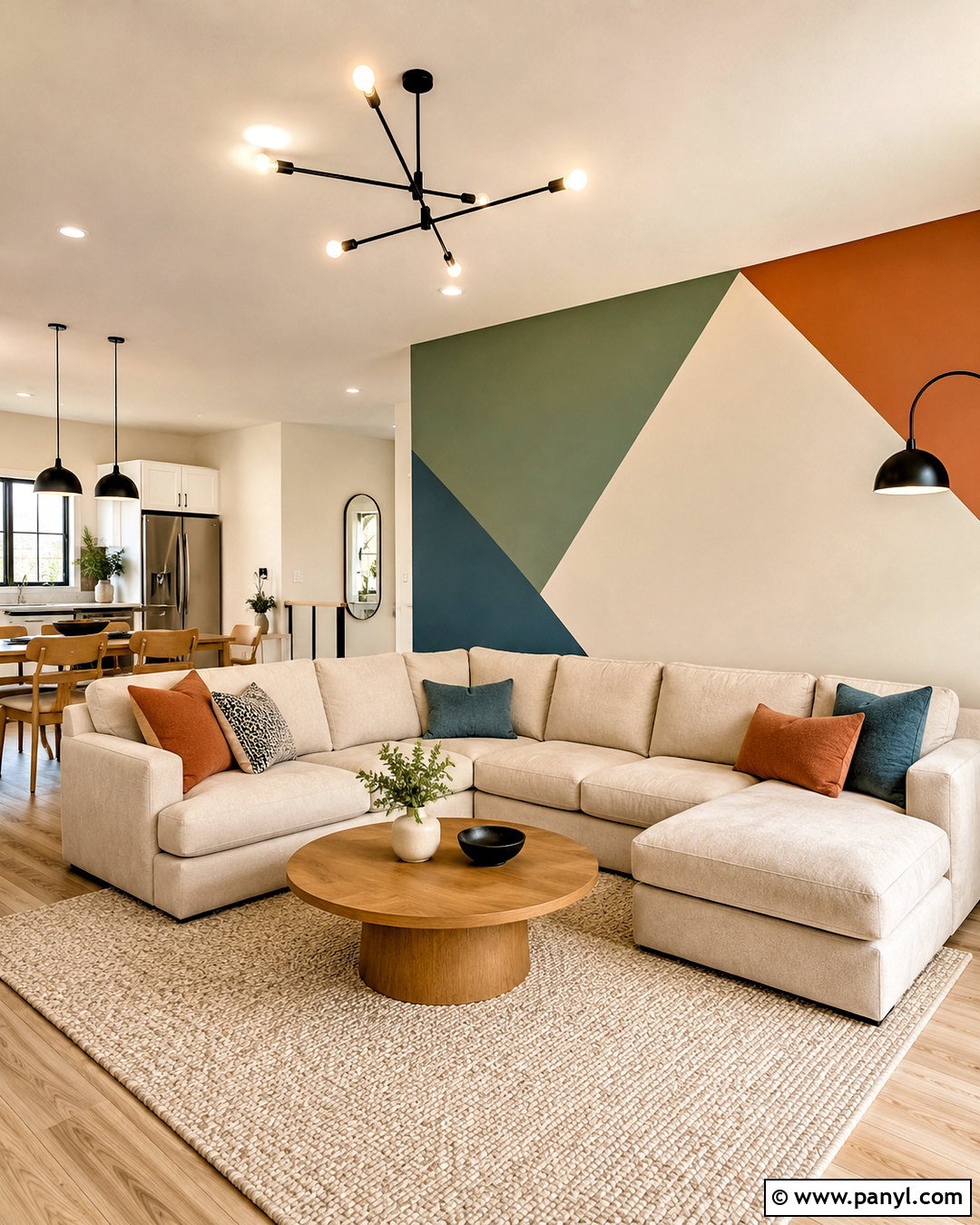 Geometric Living Room Accent Wall - 20 paint living room ideas accent walls