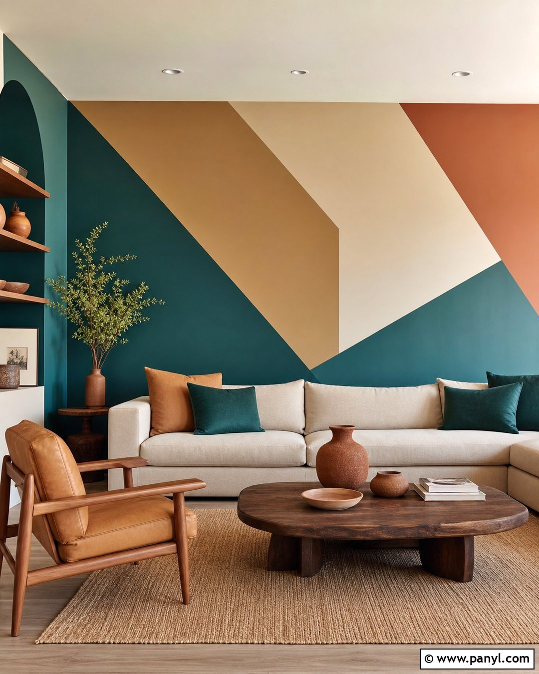 Geometric Living Room Wall Paint - 35 Geometry Wall Paint Ideas
