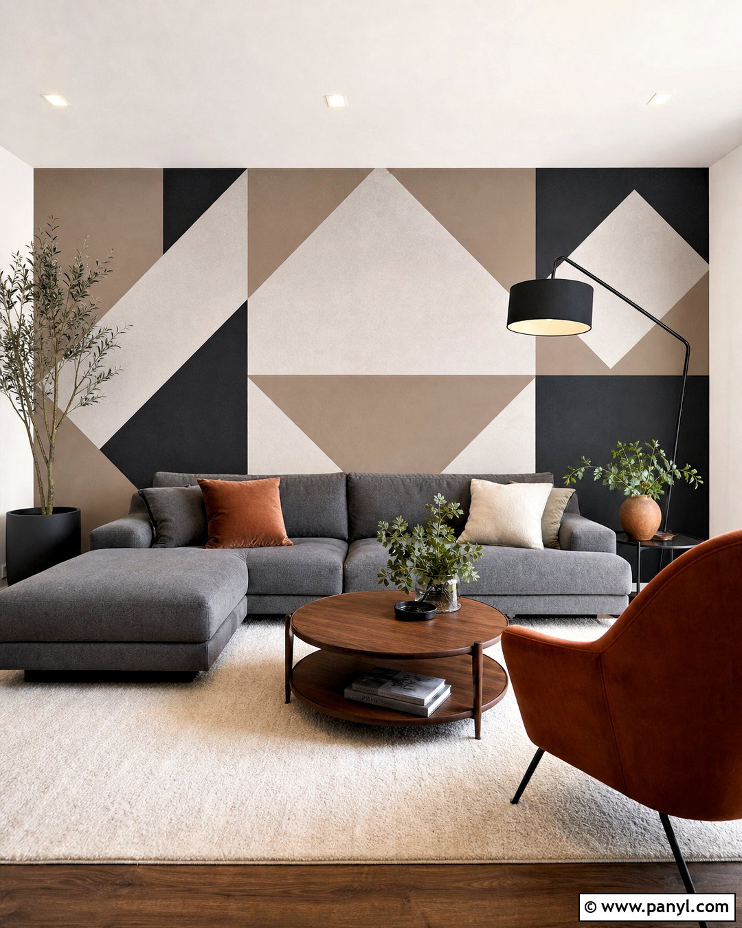 Geometric Living Room Wallpaper Accent Wall - 20 wallpaper for living room modern ideas