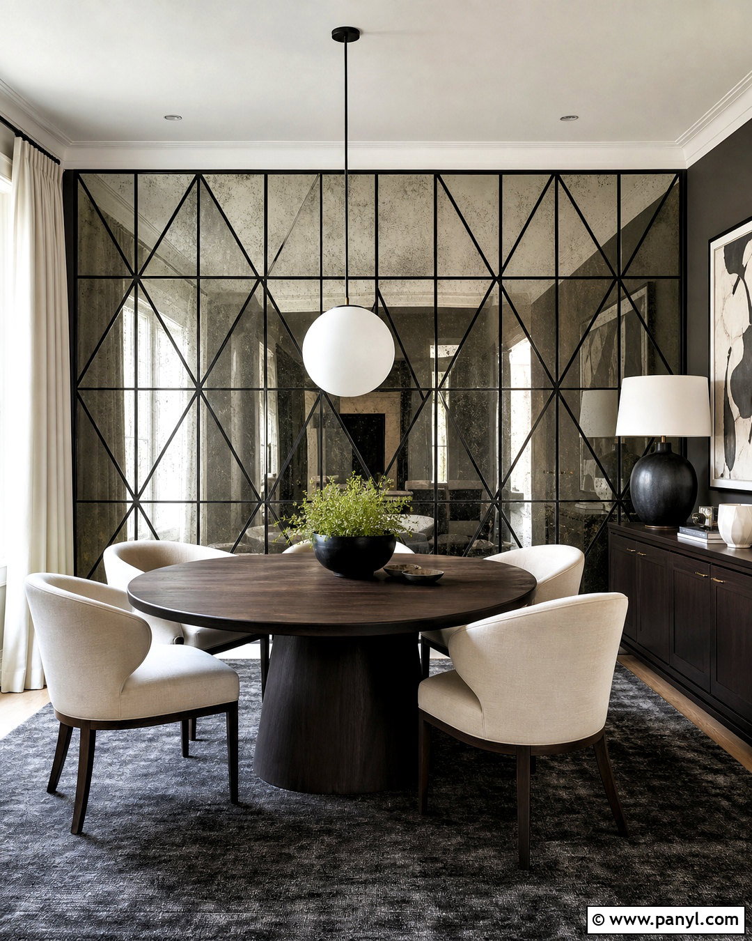 Geometric Mirror Panel Wall - 20 geometric feature wall ideas