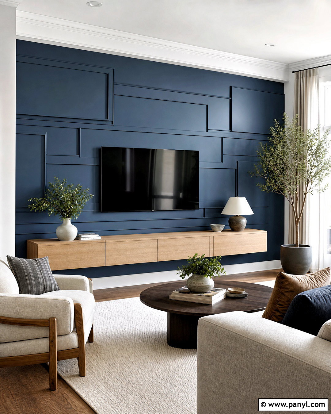 Geometric Molding TV Wall - 20 tv background wall design ideas