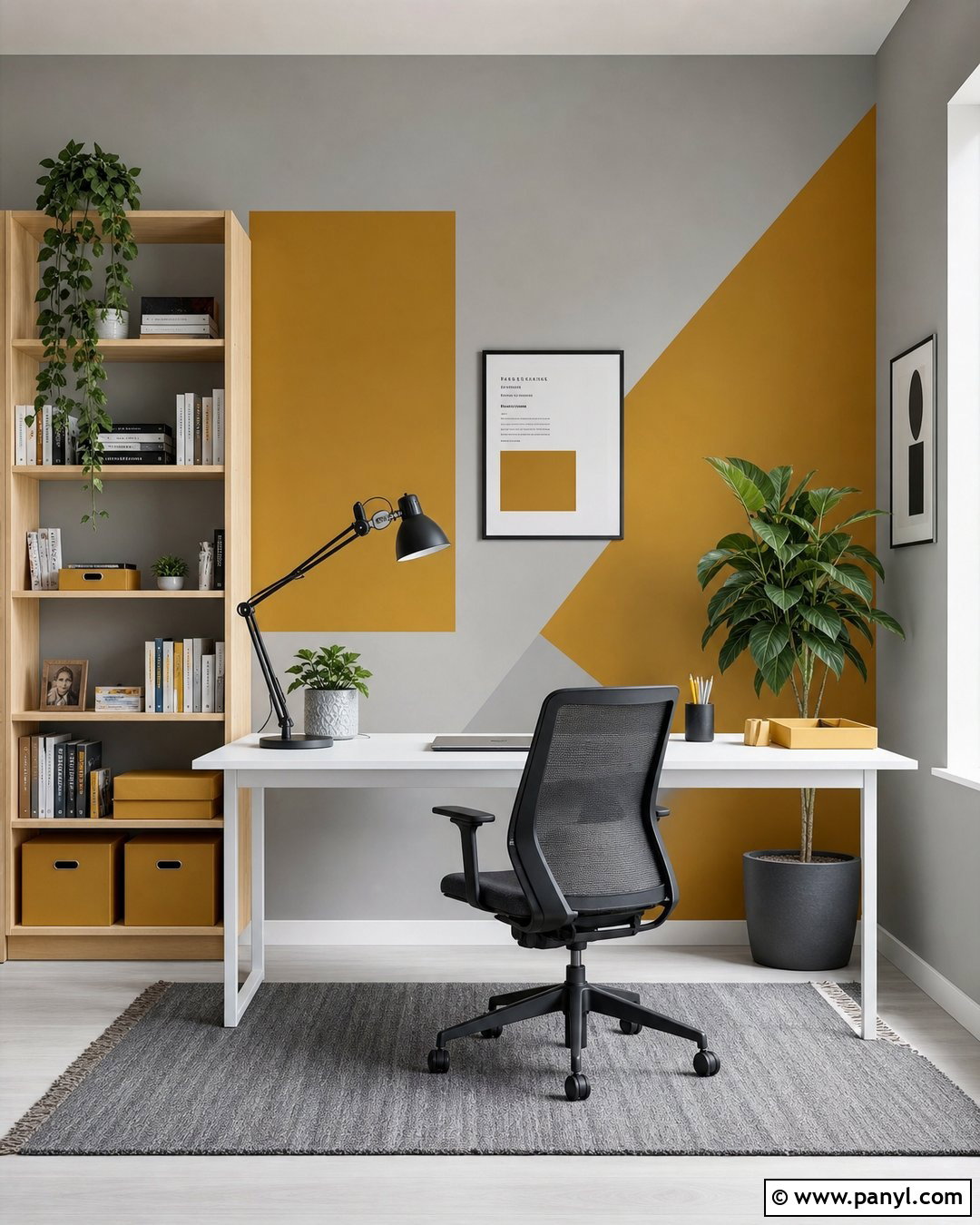Geometric Mustard And Grey Office Walls - 20 Mustard And Grey Walls