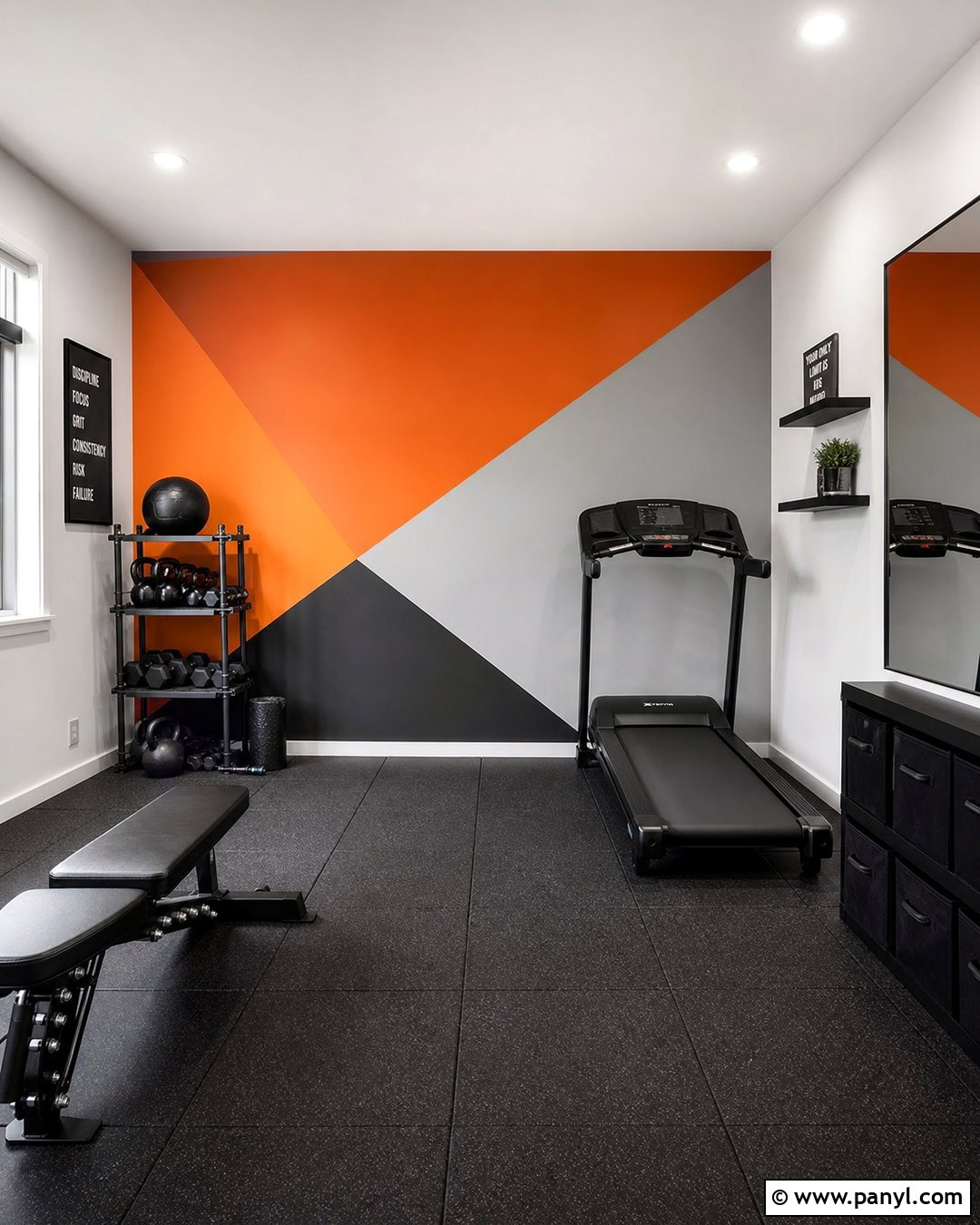 Geometric Orange Gym Wall - 20 Orange Accent Wall Gym Ideas