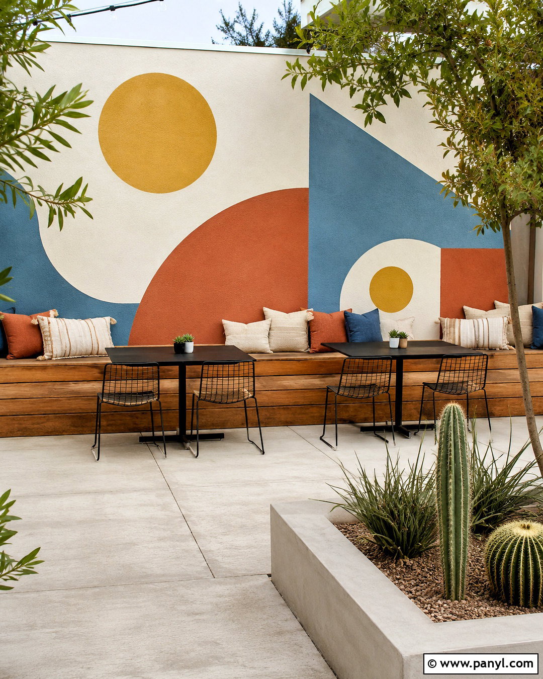 Geometric Outdoor Wall Mural - 20 outdoor wall painting ideas