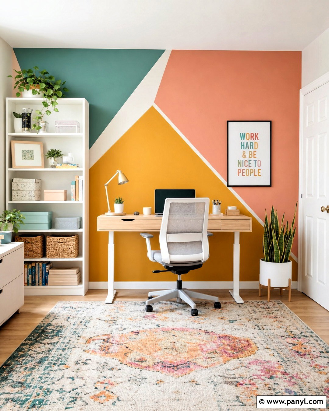 Geometric Paint Feature Wall - 20 feature wall ideas