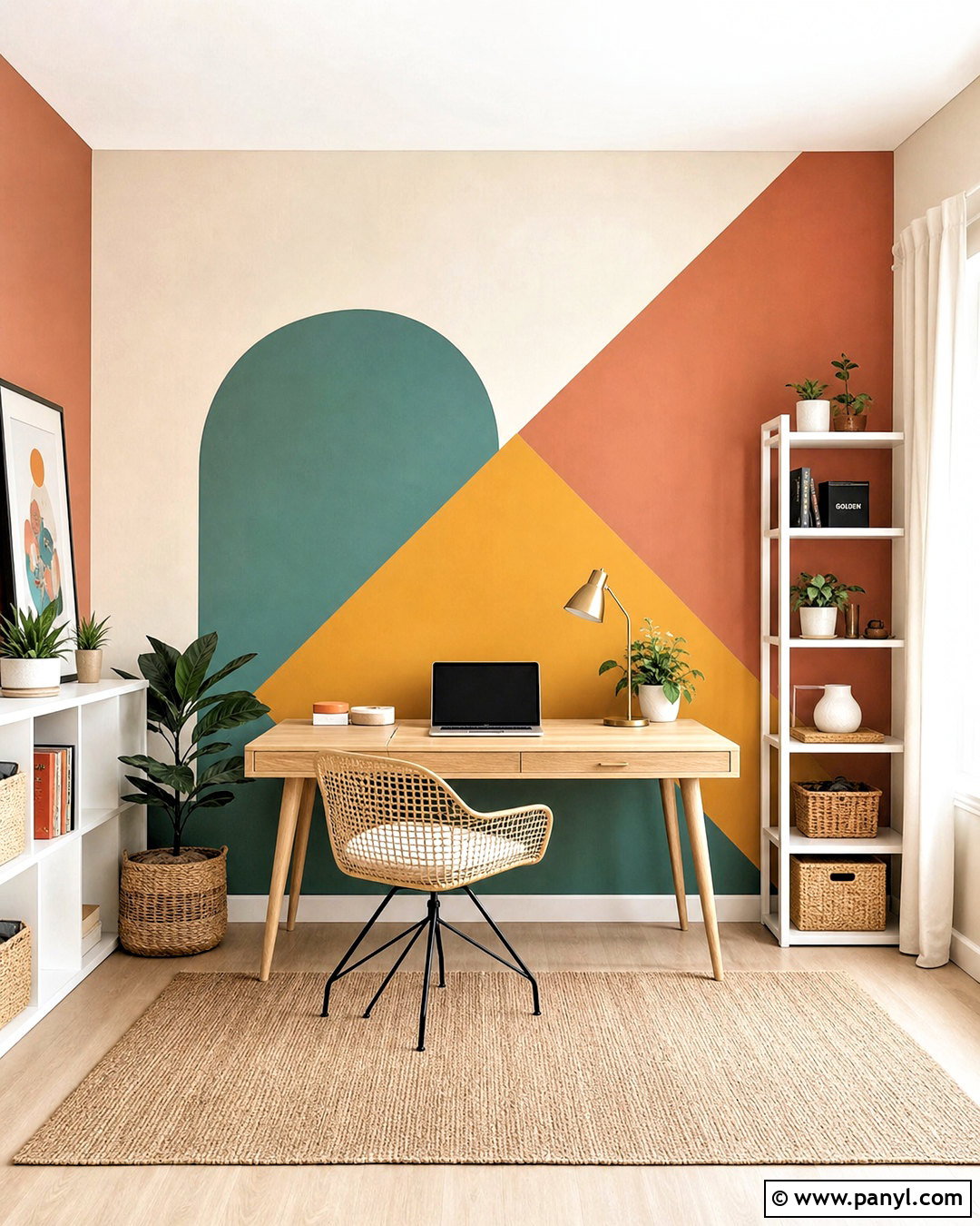 Geometric Painted Accent Wall - 20 accent wall ideas