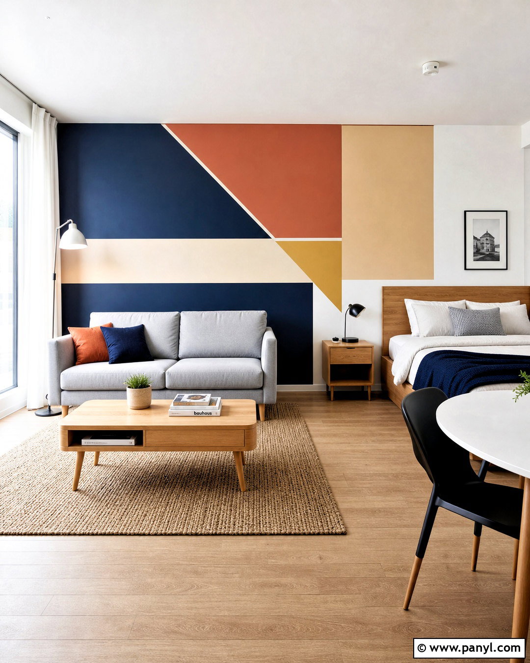 Geometric Painted Accent Wall - 20 apartment accent wall ideas