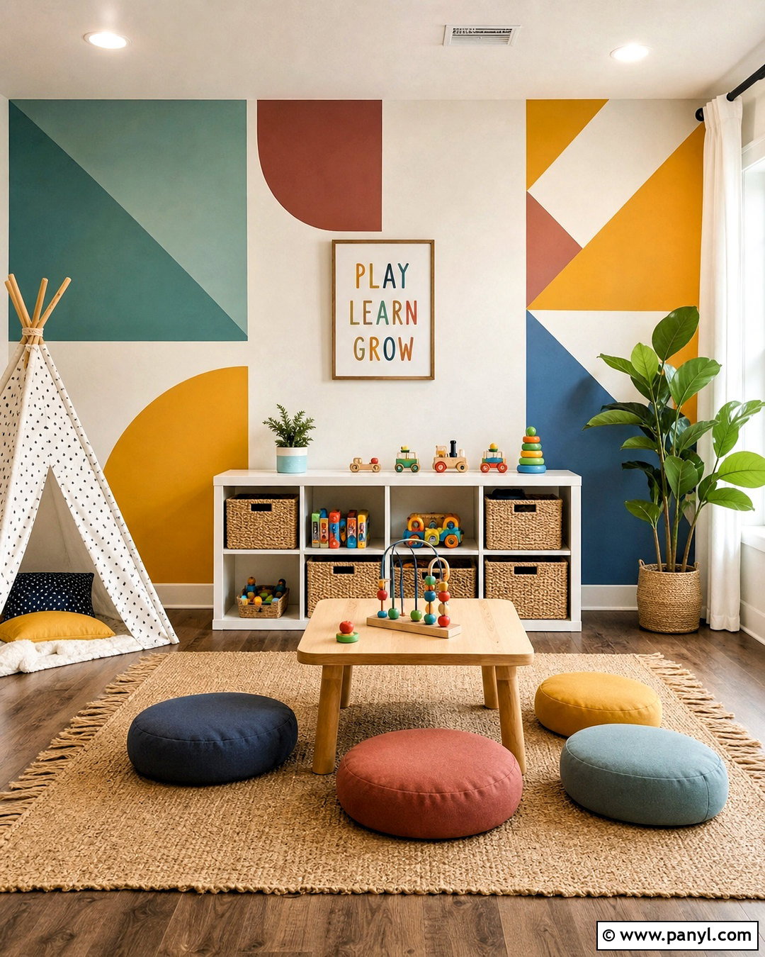 Geometric Painted Accent Wall - 20 painted accent wall ideas