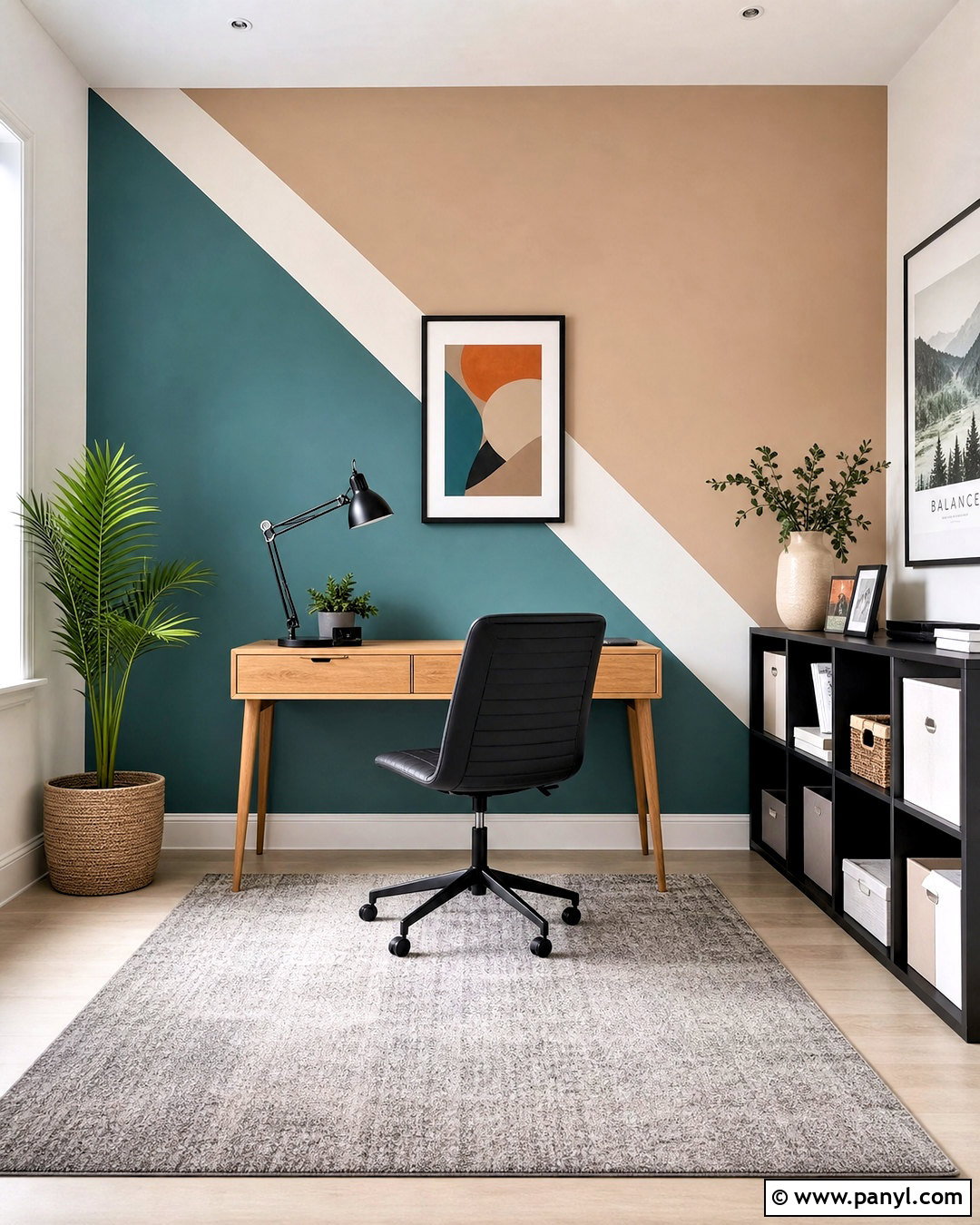 Geometric Painted Accent Wall - 20 simple accent wall ideas