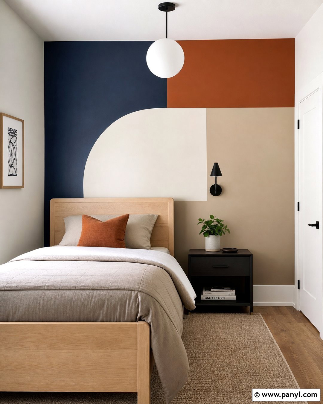 Geometric Painted Accent Wall - 25 Small Room Accent Wall Ideas