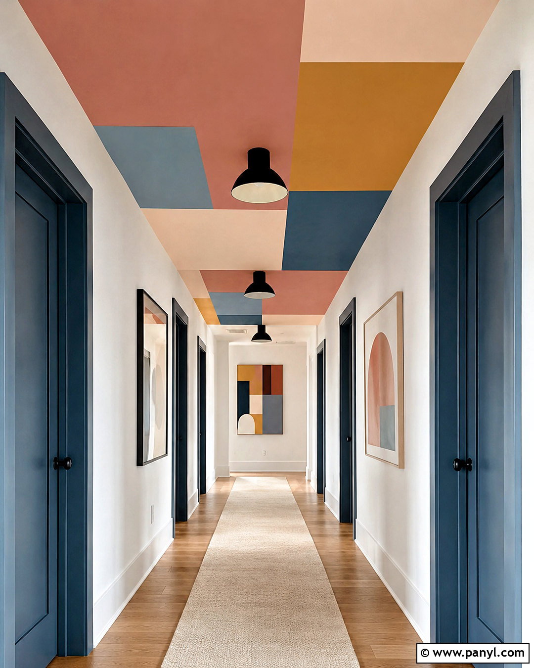 Geometric Painted Hallway Ceiling - 20 painted ceiling hallway ideas