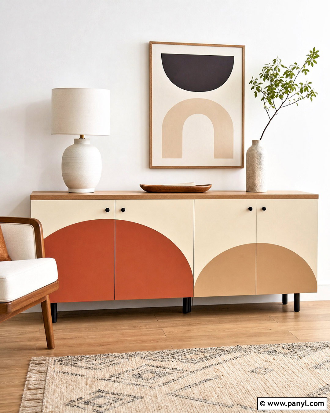 Geometric Painted Sideboard - 20 sideboard makeover ideas