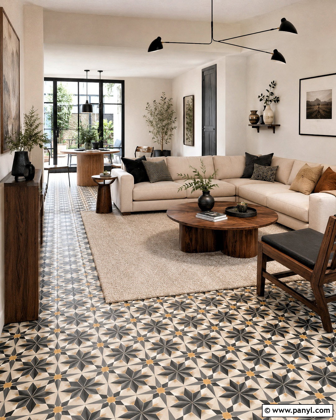 Geometric Patterned Ceramic Floor Tiles - 20 ceramic floor tiles living room ideas