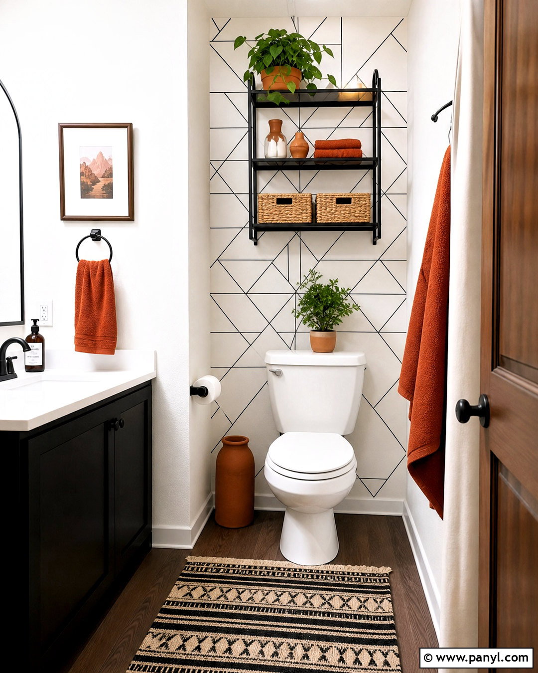 Geometric Peel And Stick Behind Toilet Accent Wall - 20 behind toilet accent wall ideas