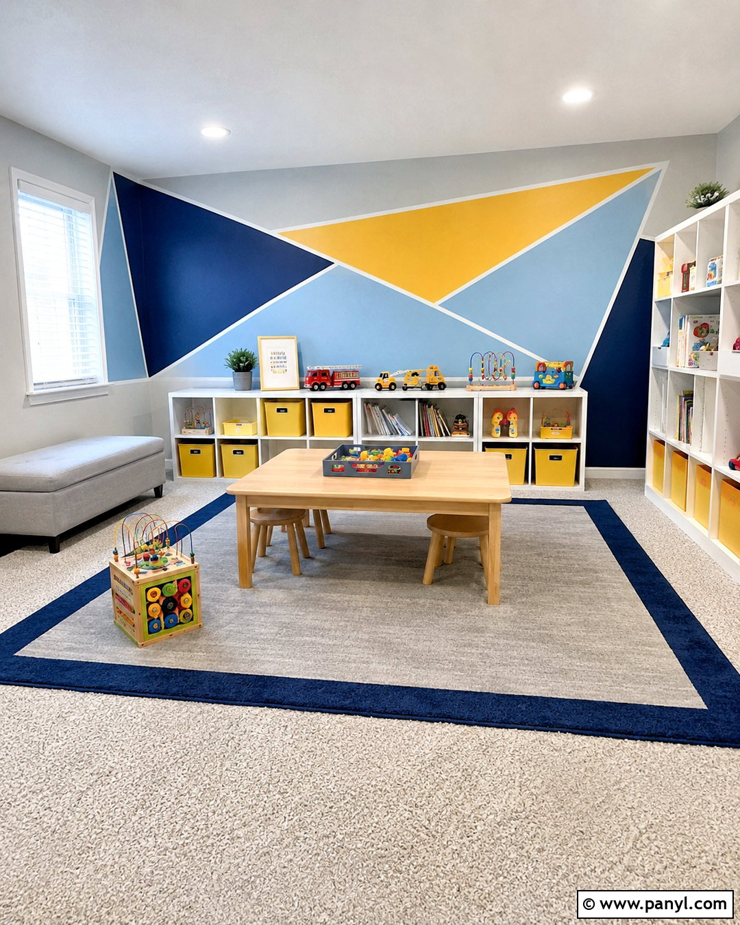 Geometric Playroom Accent Wall - 20 playroom accent wall ideas