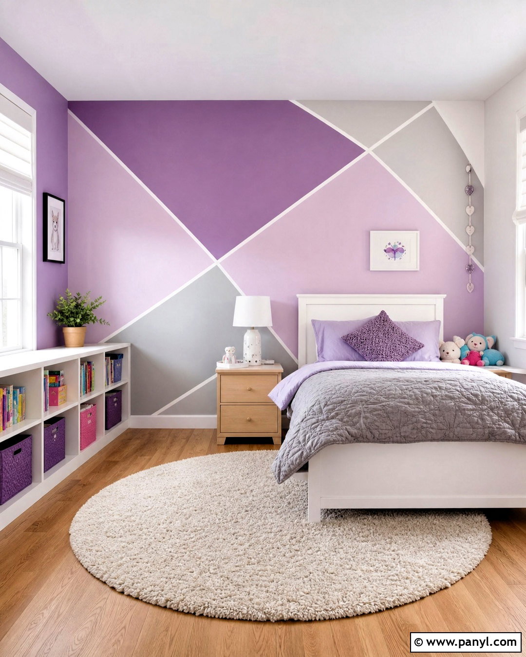 Geometric Purple Wall Kids Room - 20 purple wall design ideas