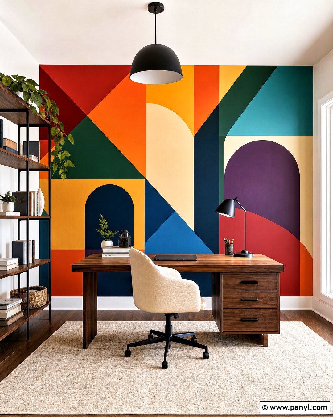 Geometric Rainbow Accent Wall - 20 rainbow accent wall ideas
