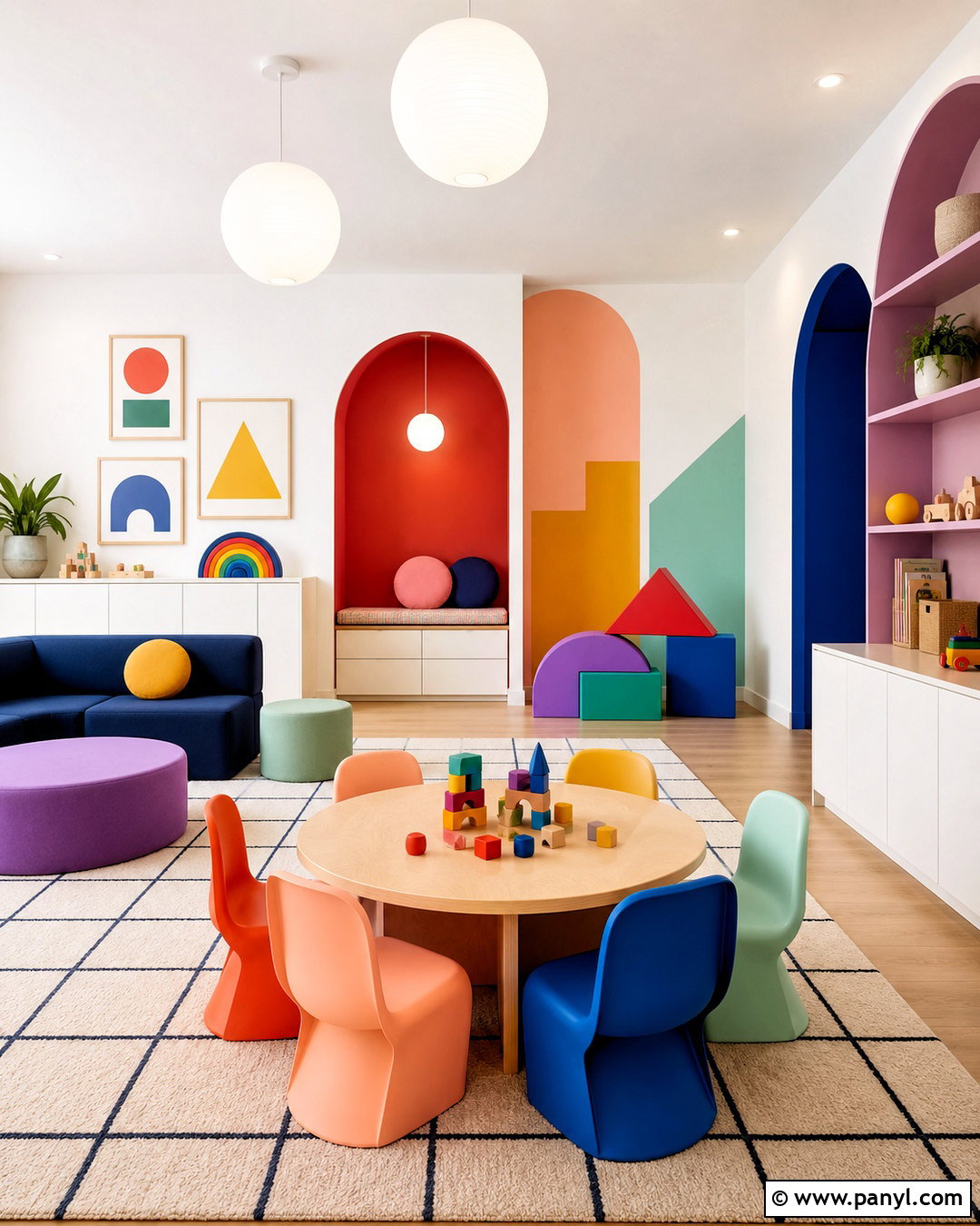 Geometric Rainbow Playroom - 20 rainbow playroom ideas