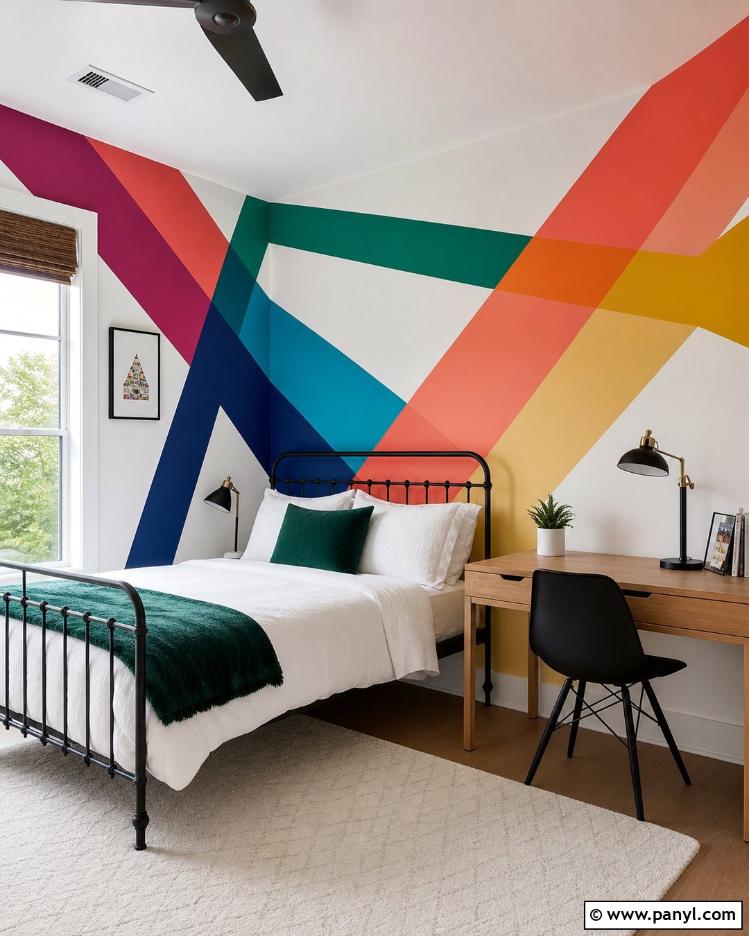Geometric Rainbow Stripe Wall - 30 Rainbow Stripe Wall Ideas