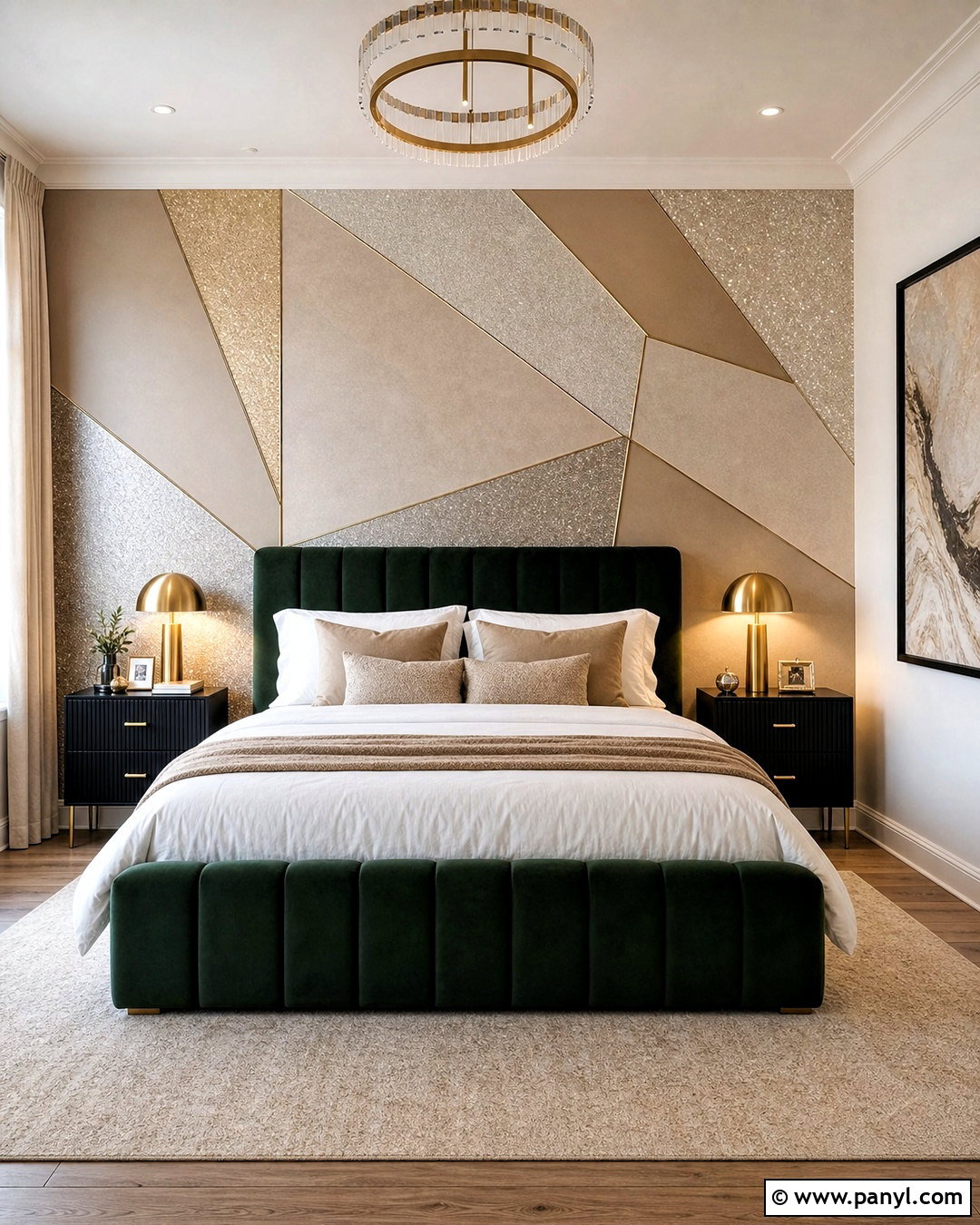 Geometric Sparkly Wall Guest Bedroom - 20 sparkly walls
