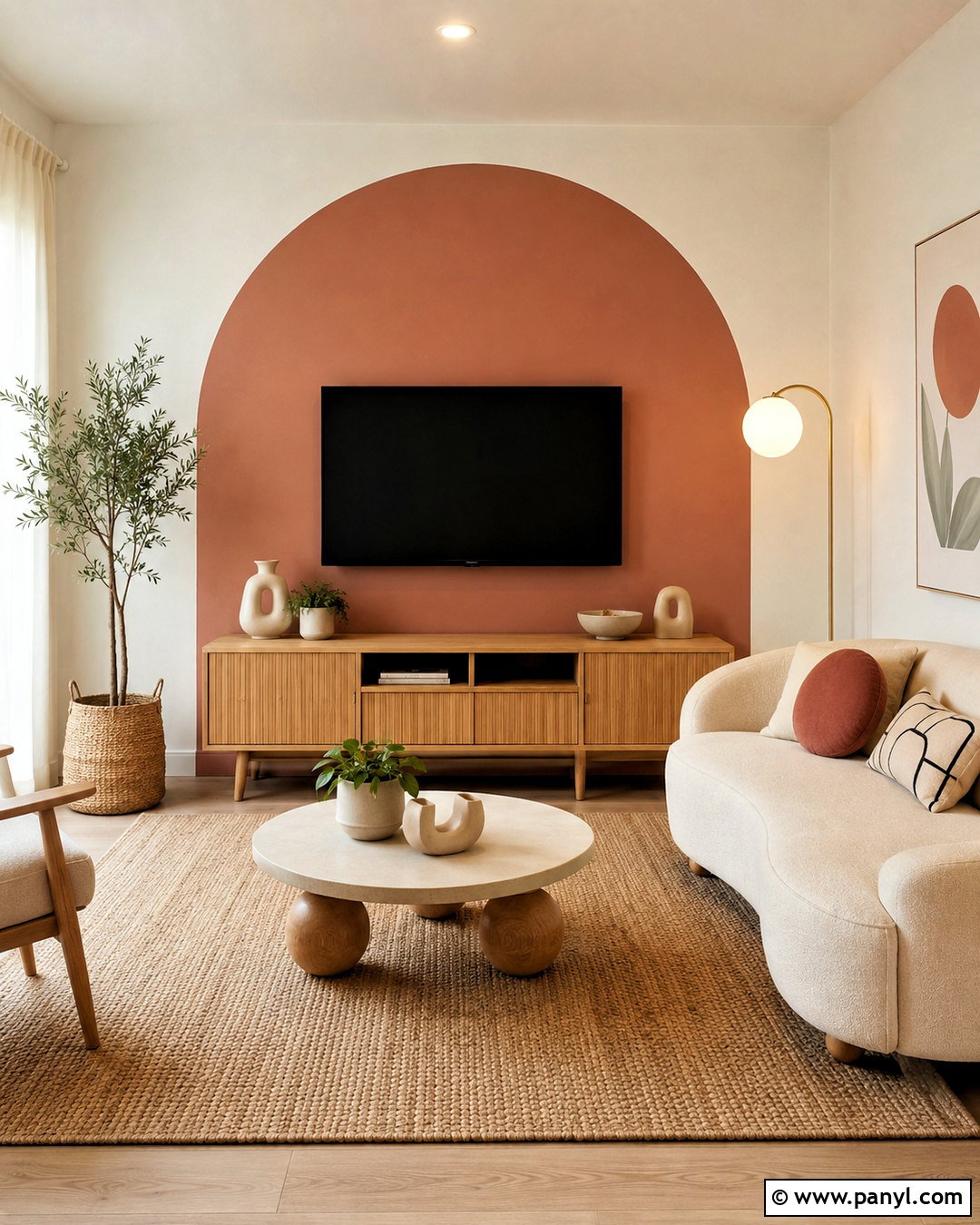 Geometric TV Wall - 20 living room tv wall paint ideas