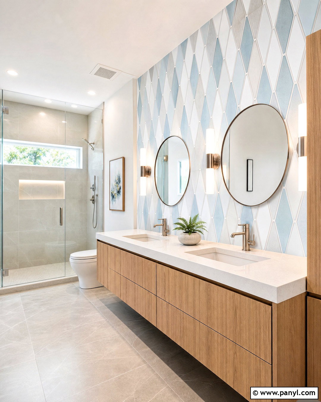 Geometric Tile Accent Wall - 20 geometric accent wall ideas