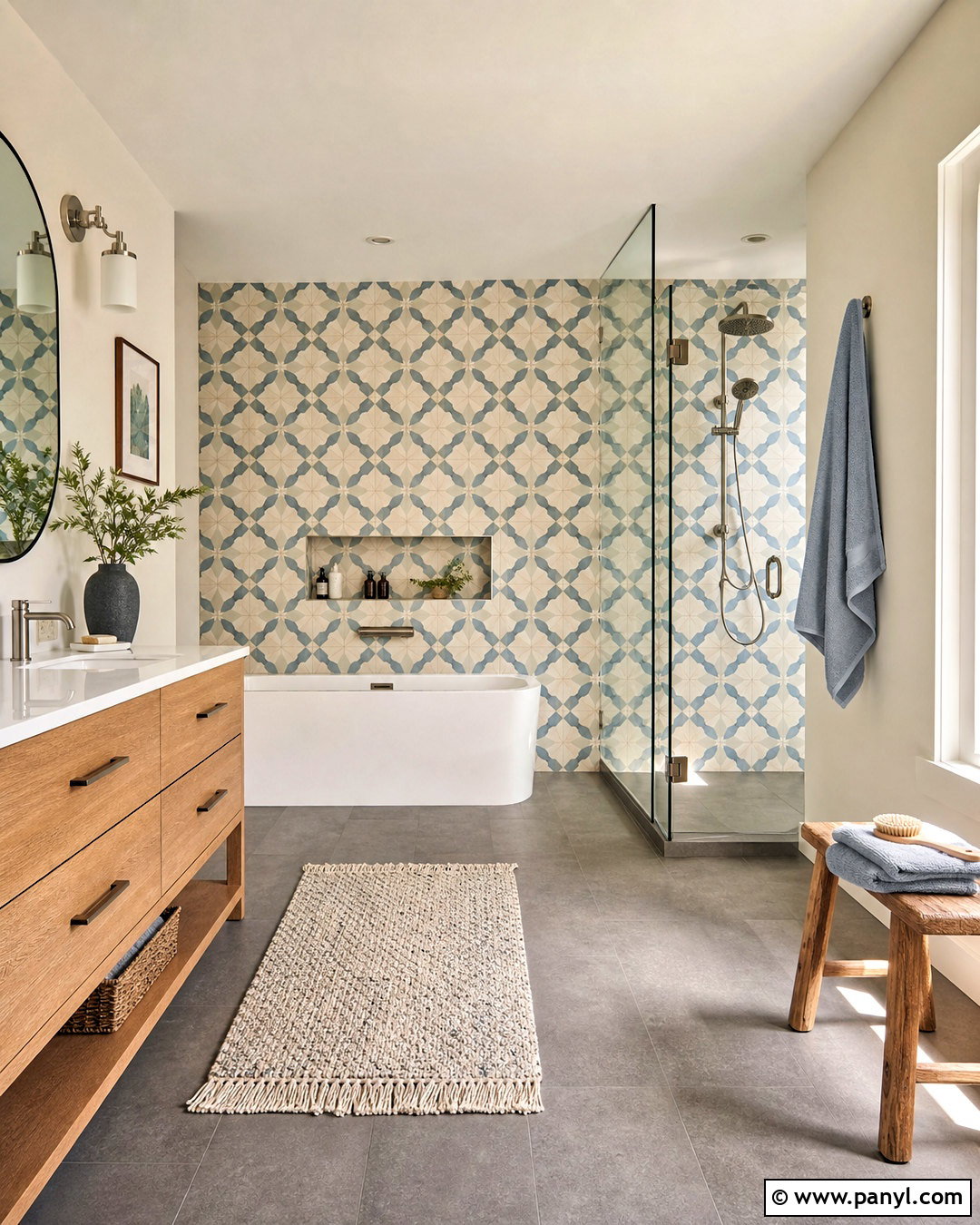 Geometric Tile Bathroom Wall - 20 bathroom wall design ideas
