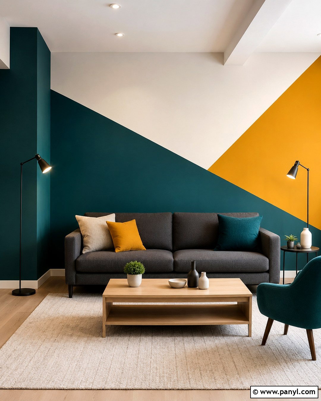 Geometric Tricolor Wall - 20 Tricolor Wall Ideas