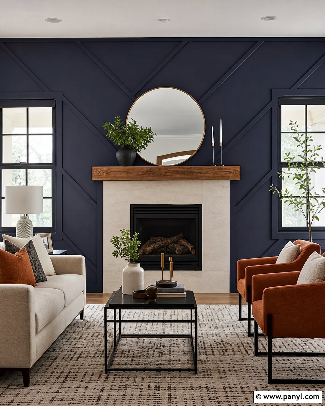 Geometric Trim Fireplace Accent Wall - 25 Accent Wall Above Fireplace Ideas