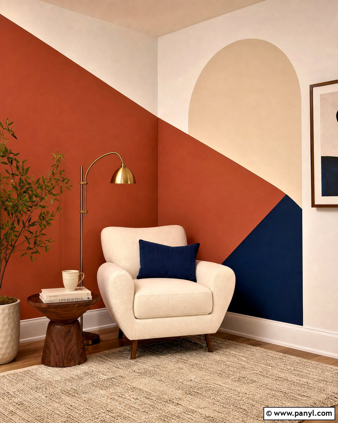 Geometric Wall Across Two Walls - 20 wall geometric painting ideas