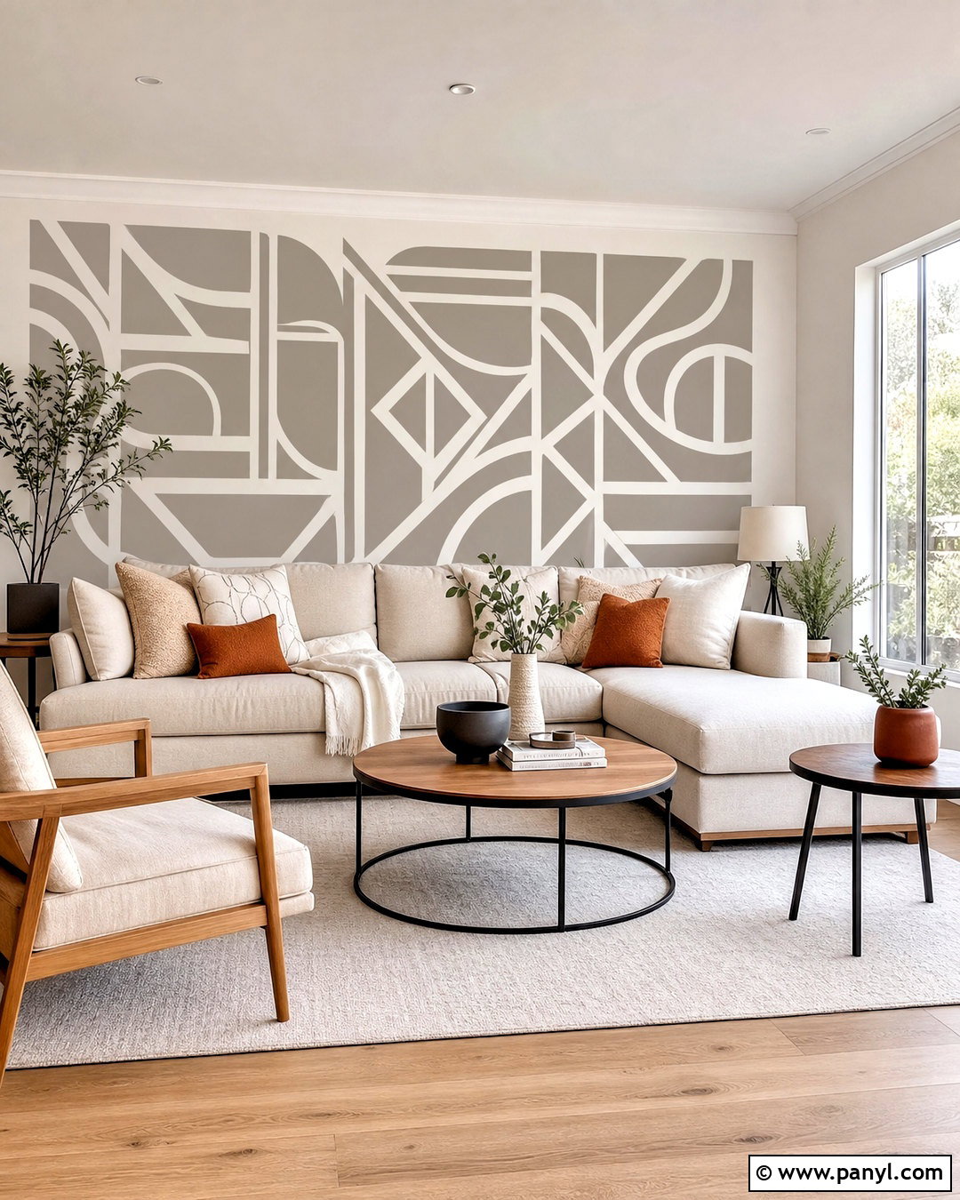 Geometric Wall Stencil For Living Room - 20 wall stencil ideas