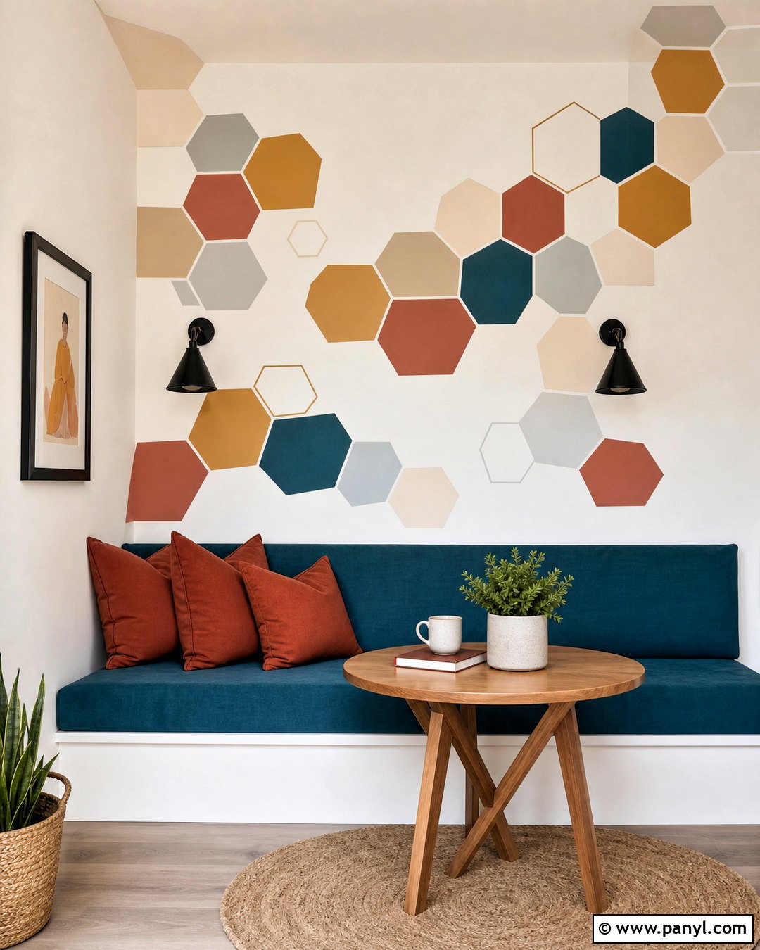Geometric Wall With Hexagons - 20 wall geometric painting ideas