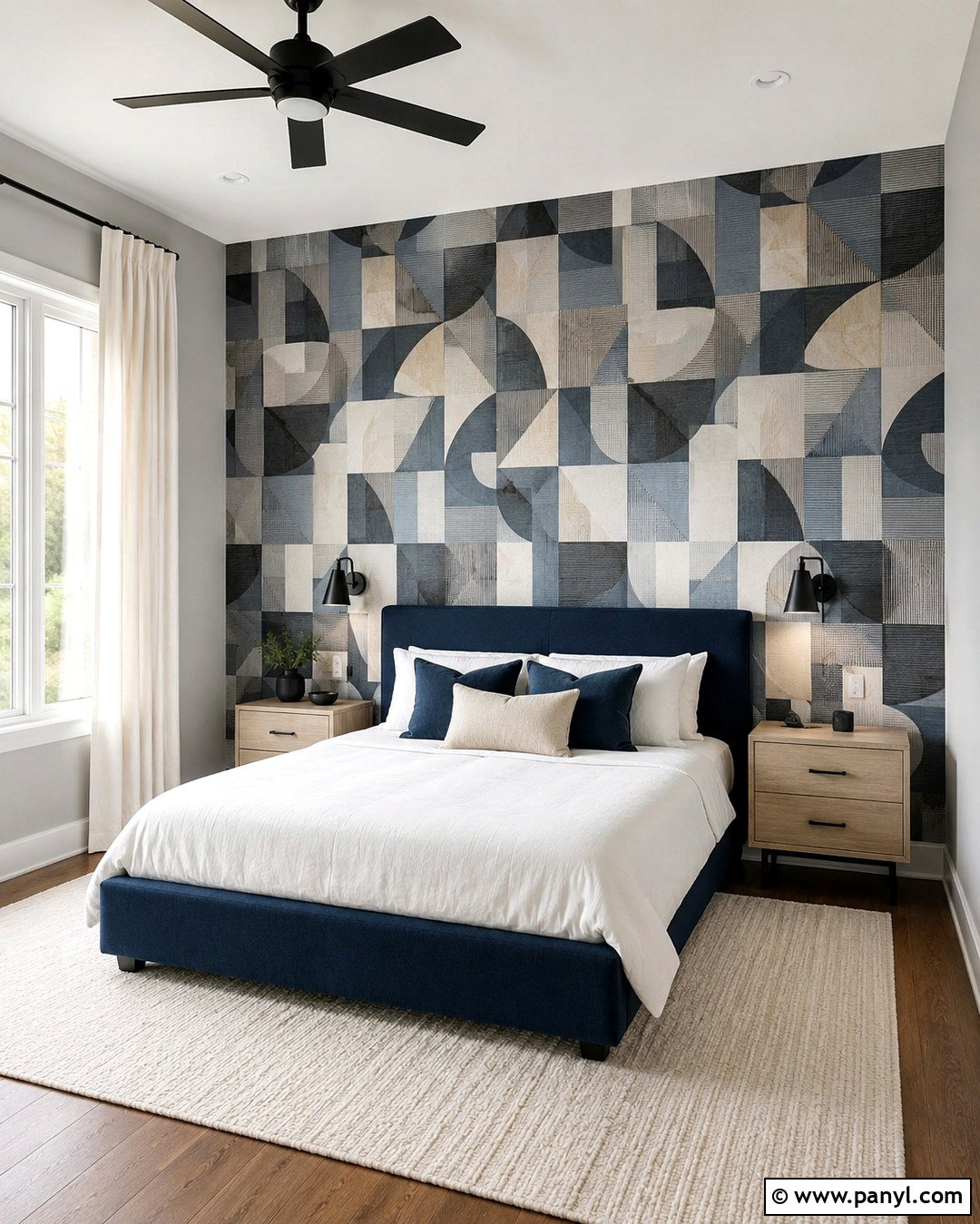 Geometric Wallpaper Accent Wall - 20 Accent Wall To Go With Gray Walls