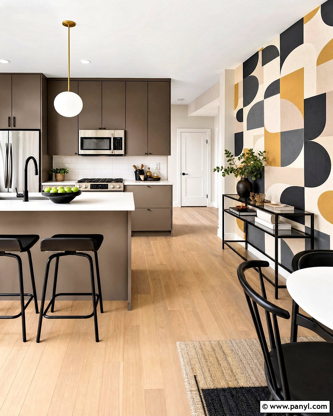 Geometric Wallpaper Kitchen Accent Wall - 20 kitchen accent wall ideas