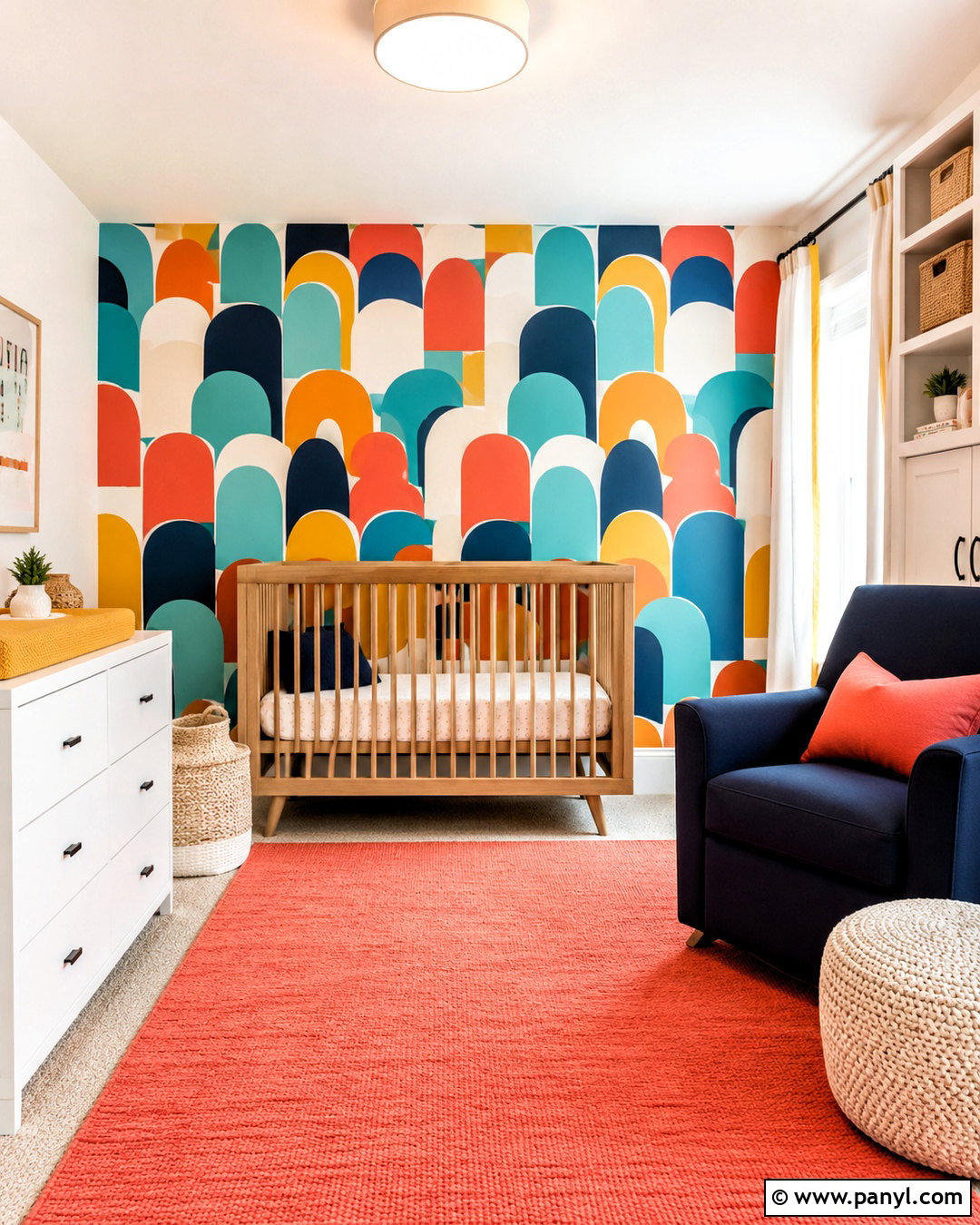 Geometric Wallpaper Nursery - 20 bright nursery ideas