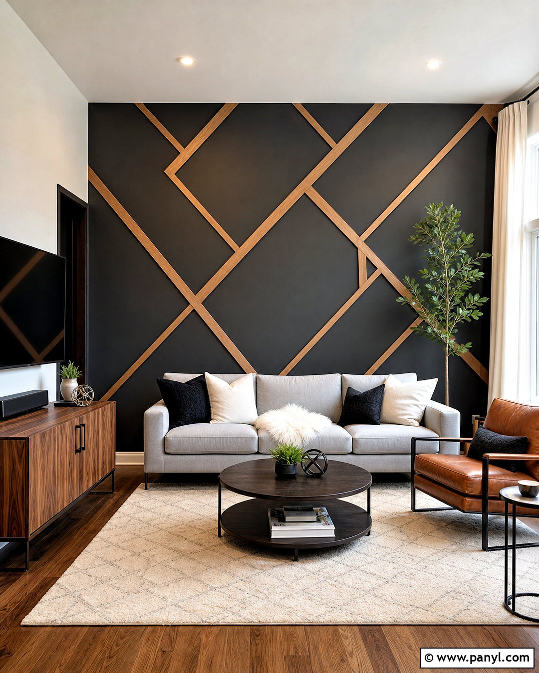 Geometric Wood Abstract Accent Wall - 20 abstract accent wall ideas