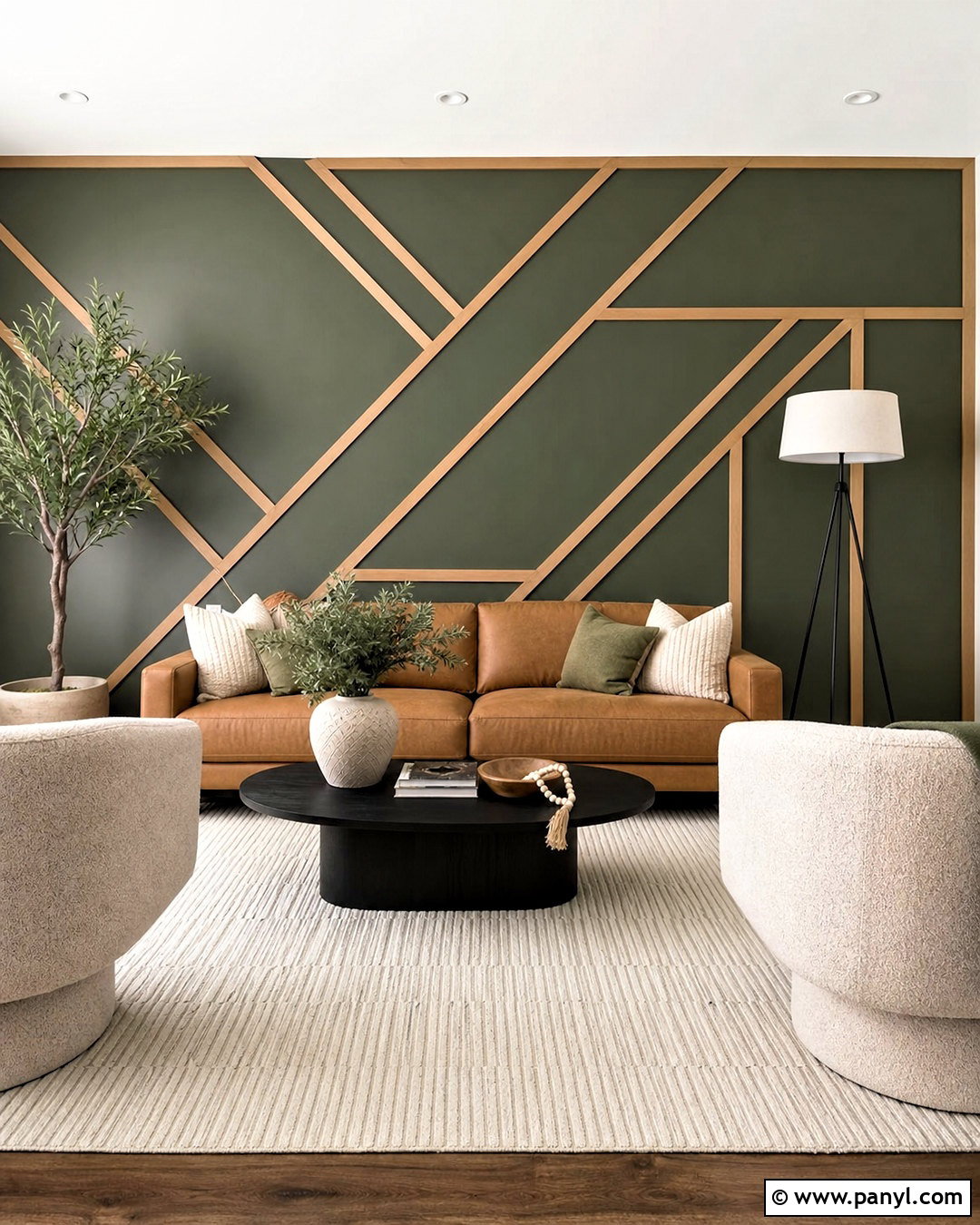 Geometric Wood Accent Wall Living Room - 20 wood accent wall living room ideas