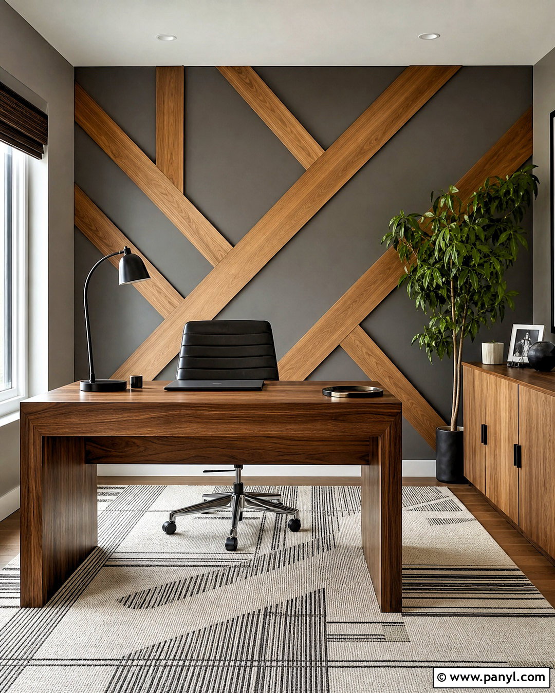 Geometric Wood Accent Wall - 20 modern wood accent wall ideas