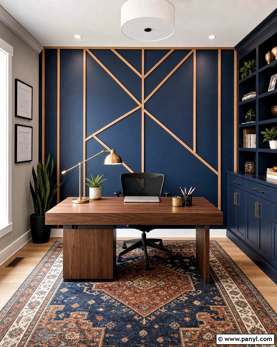 Geometric Wood Panel Feature Wall - 20 modern feature wall ideas