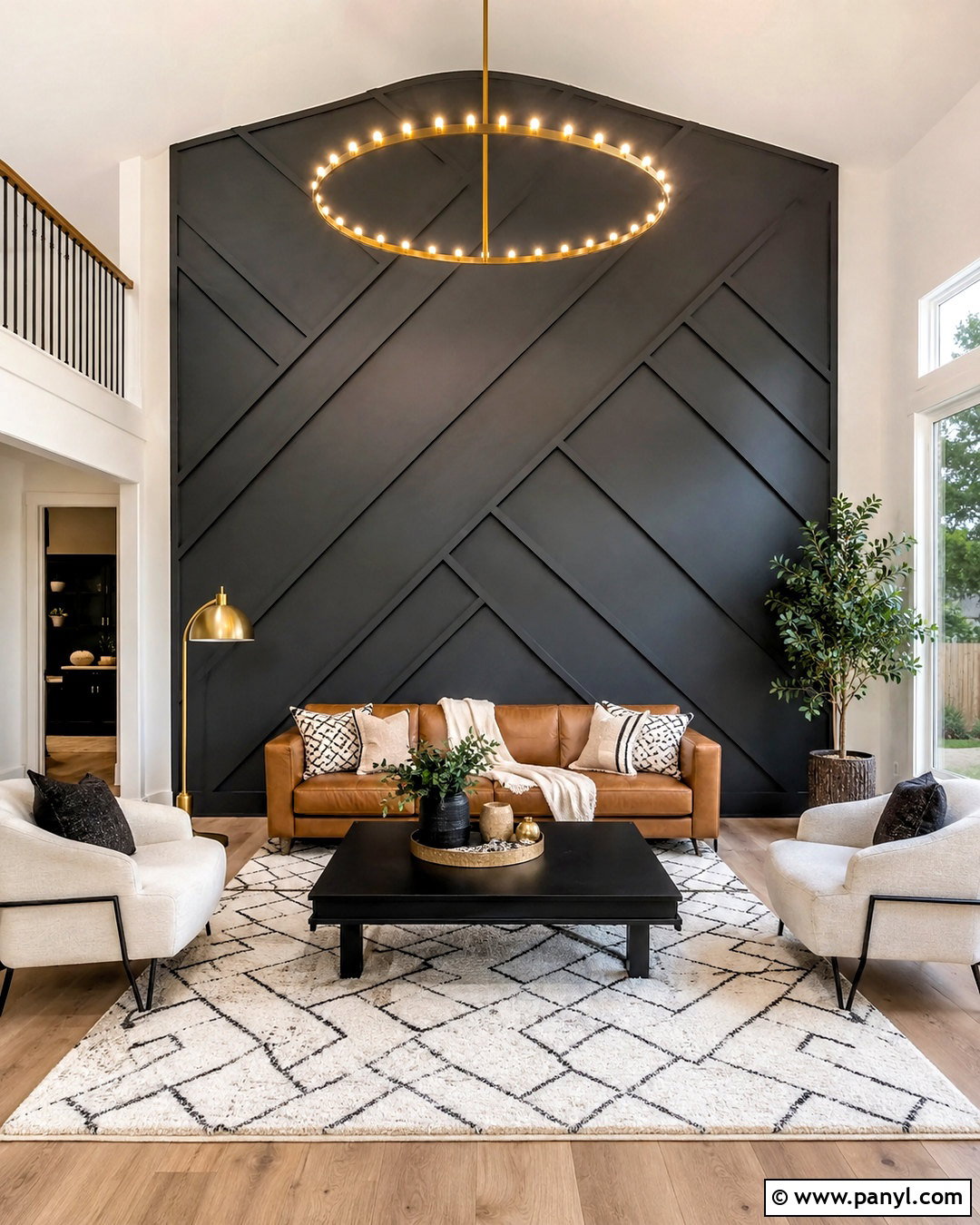 Geometric Wood Trim Accent Wall - 35 tall accent wall high ceilings