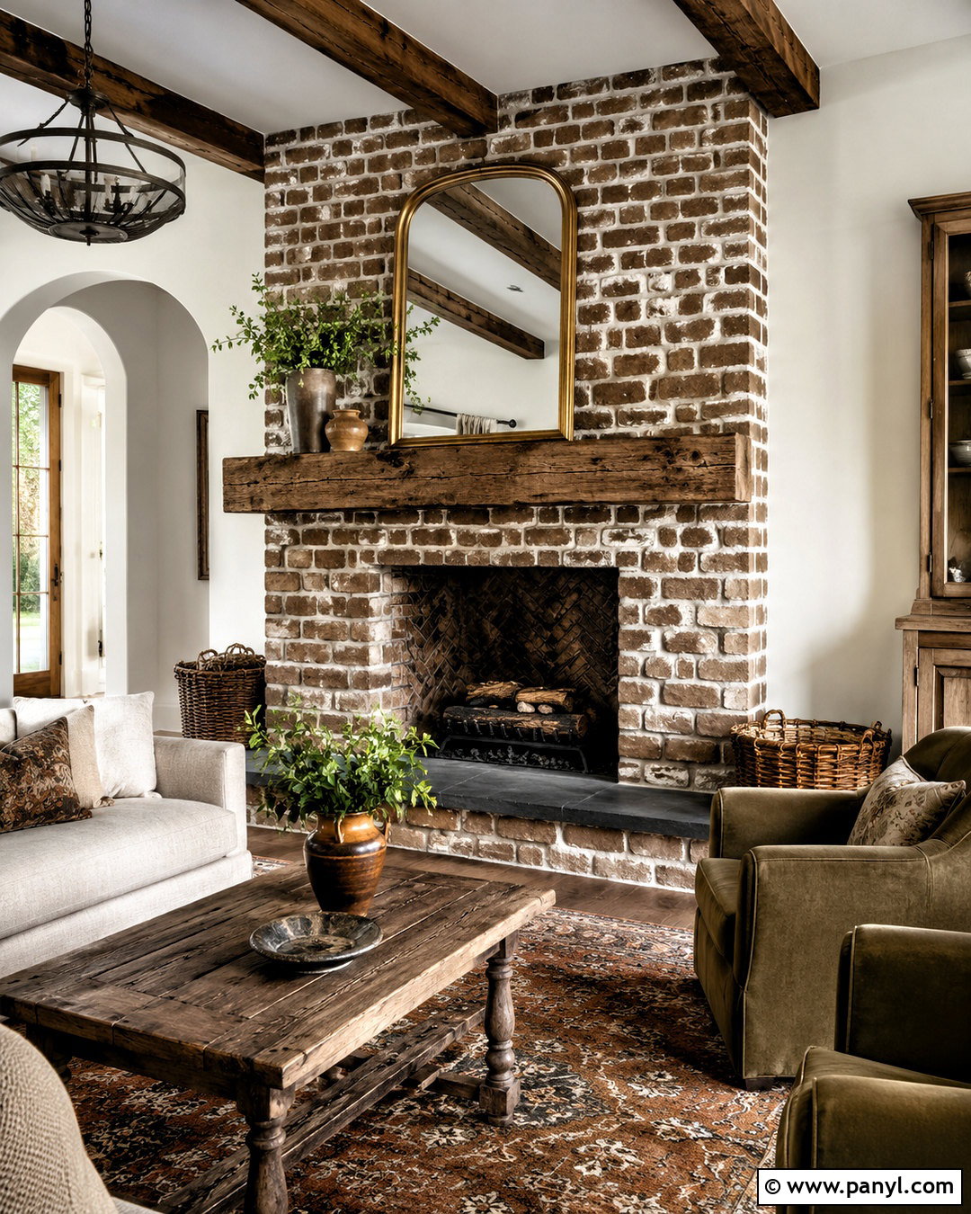 German Schmear Brown Brick Fireplace - 20 brown brick fireplace ideas