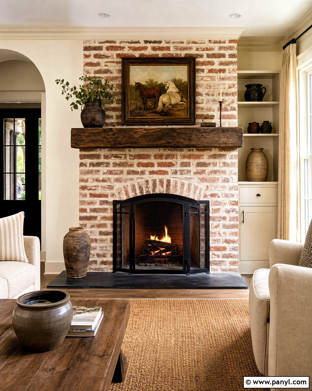 German Schmear Red Brick Fireplace - 20 red brick fireplace makeover ideas