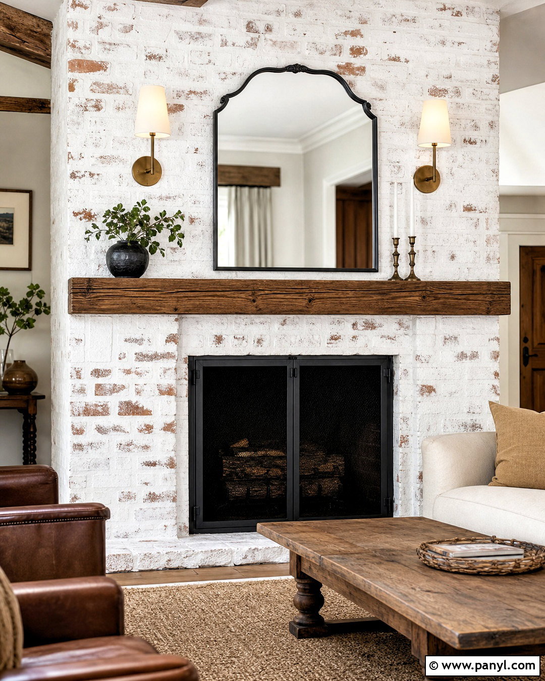 German Smear White Brick Fireplace - 20 white painted brick fireplace ideas
