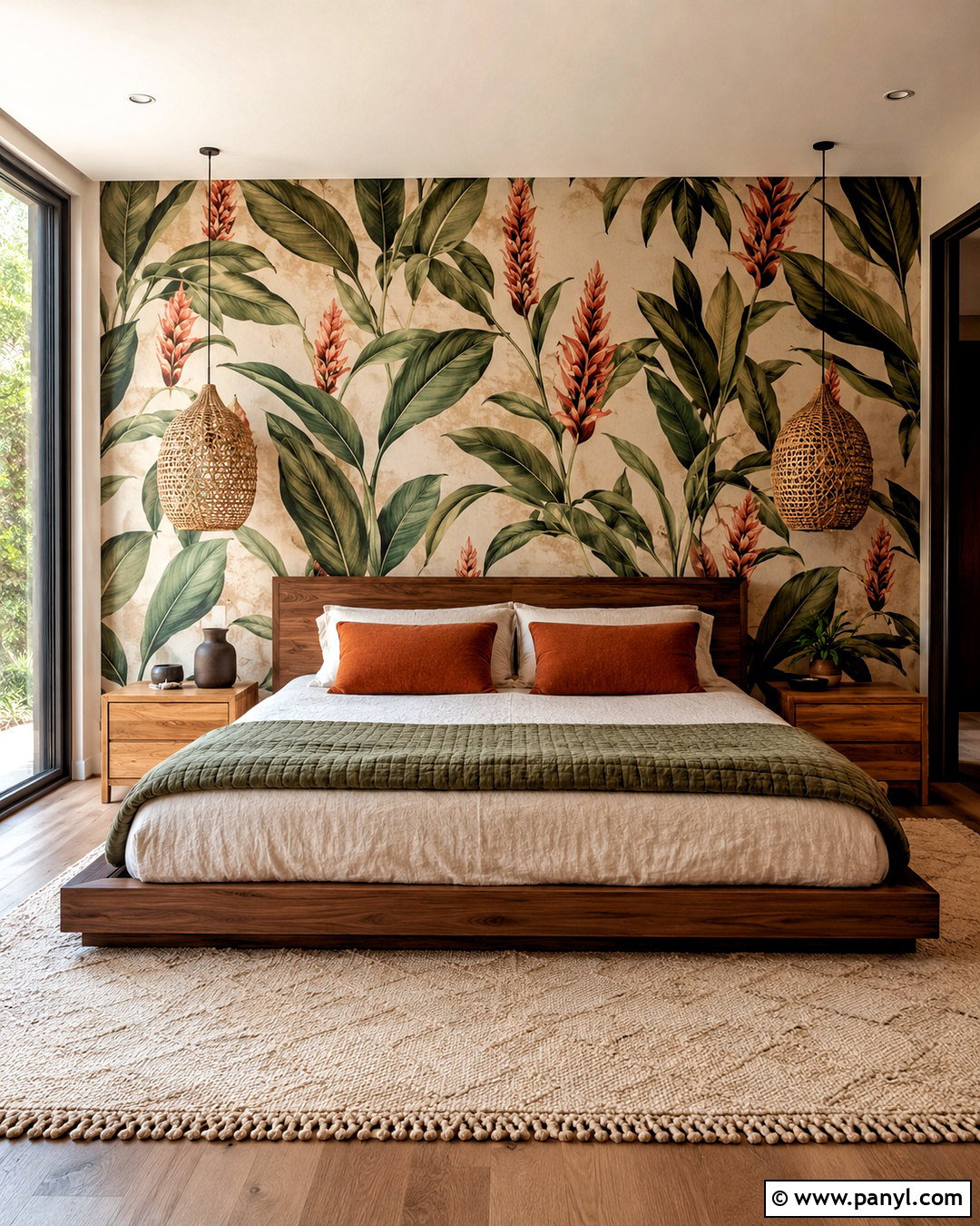 Ginger Botanical Wallpaper Bedroom - 40 Ginger Wallpaper Ideas