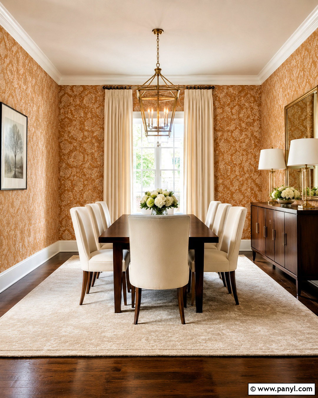 Ginger Damask Wallpaper Dining Room - 40 Ginger Wallpaper Ideas