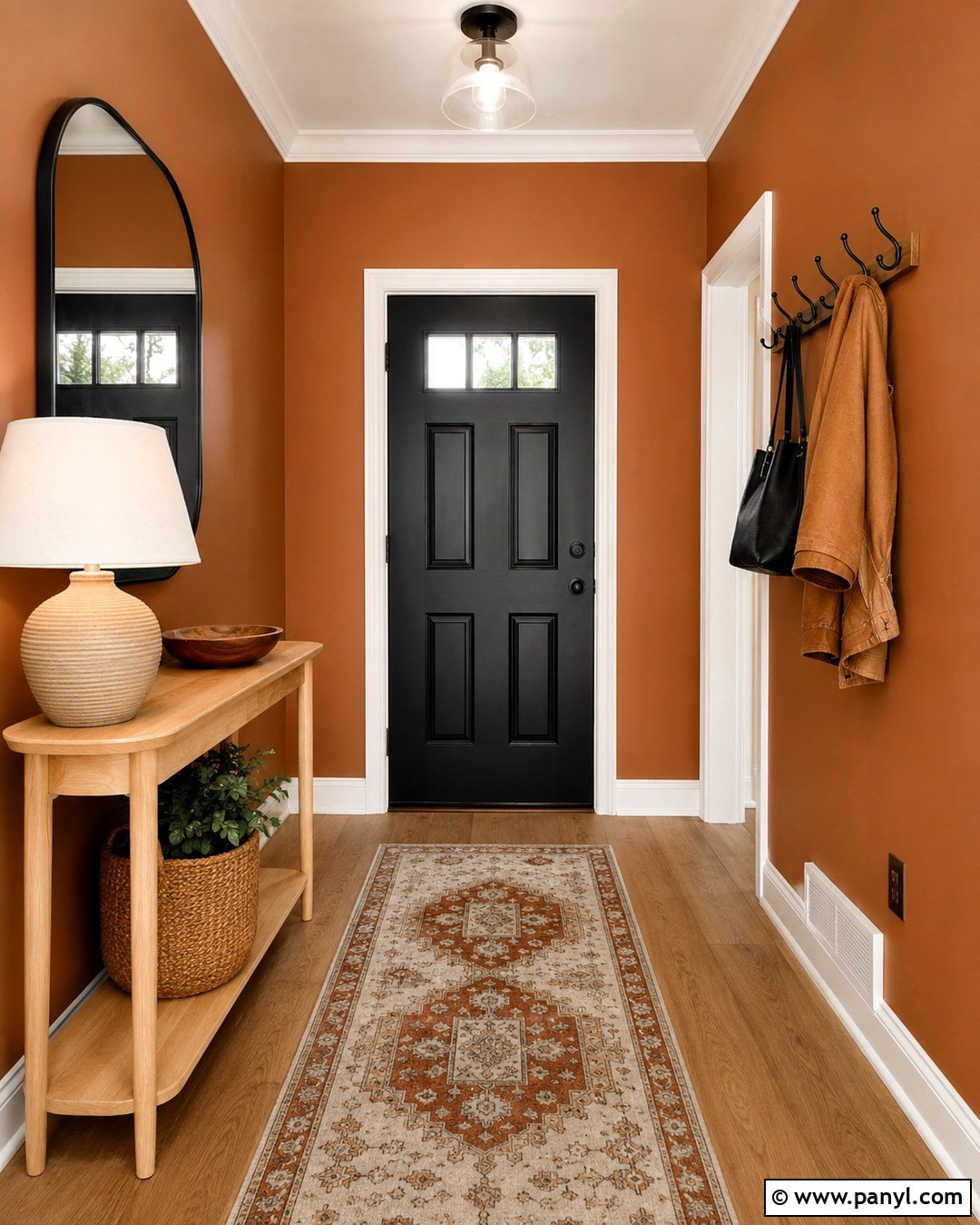 Ginger Entryway With Black Accents - 20 Ginger Wall Ideas
